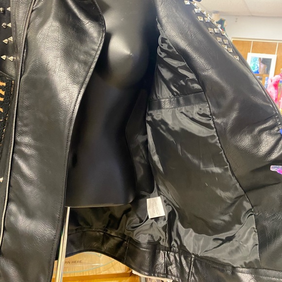 Robert Phillipe leather moto racer jacket w studs & tiger patch ROCKSTAR bnwt** - Picture 6 of 11